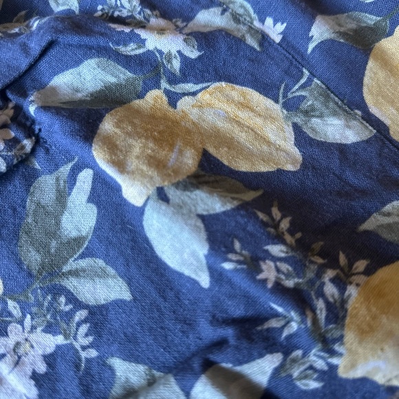 Abercrombie & Fitch Blue & Yellow Lemon Wide Strap Cinched Cami Top Size Medium - Picture 10 of 11